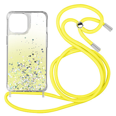 Avizar Coque Pour iPhone 11 Dos Pailleté Avec Lanière Amovible Dégradé jaune