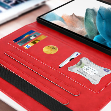 Avizar Étui Samsung Tab A8 10.5 2021 Clapet Porte-cartes Fonction Support Vidéo rouge pas cher