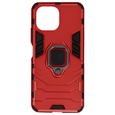 Avizar Coque pour Xiaomi Mi 11 Lite Rigide Antichoc Bague Métallique Support Rouge