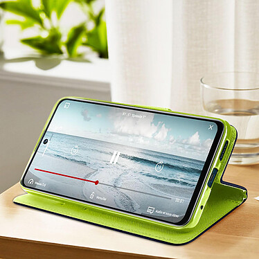 Avis Avizar Étui pour Motorola Moto G42 Clapet Portefeuille Languette Magnétique Support Vidéo  bleu nuit et vert citron