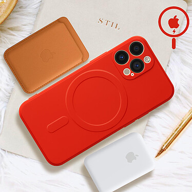 Avis Avizar Coque Magsafe iPhone 13 Pro Max Silicone Souple Intérieur Soft-touch Mag Cover  rouge