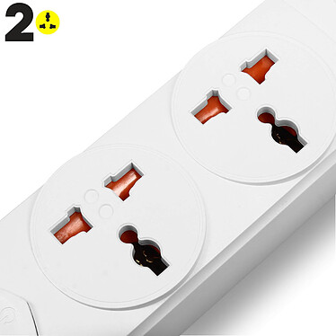 Acheter Inkax Multiprise 2 prises + 4 ports USB 2,4A Câble 2m Antistatique  Blanc
