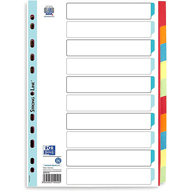 ELBA intercalaires en carton, uni, format A4, couleur, 10