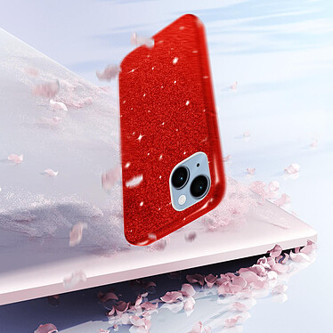 Avizar Coque iPhone 14 Paillette Amovible Silicone Semi-rigide Rouge pas cher