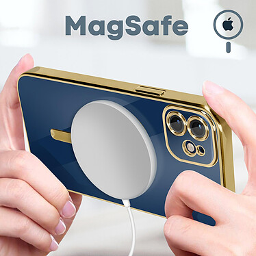 Avis Avizar Coque MagSafe pour iPhone 12 Silicone Protection Caméra  Contour Chromé Or