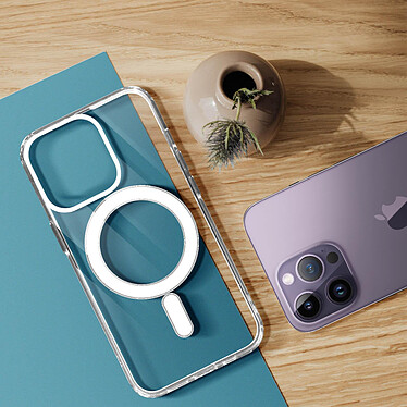 Avizar Coque pour MagSafe pour iPhone 14 Pro Cercle magnétique Rigide Transparent pas cher