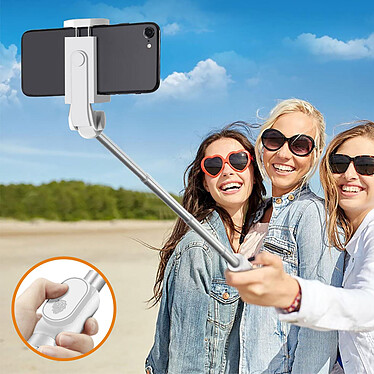 LinQ Perche Selfie Sans-fil Bluetooth avec Fonction Trépied Rotatif à 360°  Blanc pas cher