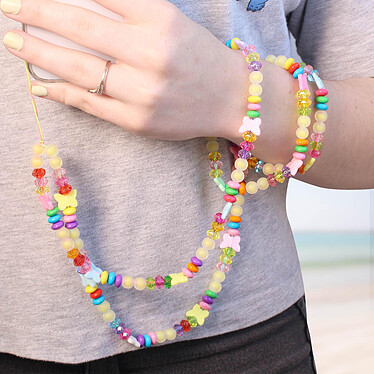 Avis Avizar Bijou Téléphone Bracelet Perles et Papillons 110cm Collection Summer  Multicolore