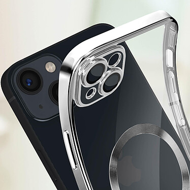 Avizar Coque MagSafe pour iPhone 13 Silicone Protection Caméra  Contour Chromé Argent pas cher