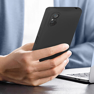 Acheter Avizar Coque pour Sony Xperia 5 V Silicone Semi-rigide Finition Soft-touch avec Dragonne  Noir