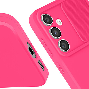 Avizar Coque pour Samsung Galaxy S23 FE Silicone Cache Caméra Coulissant Fuchsia pas cher