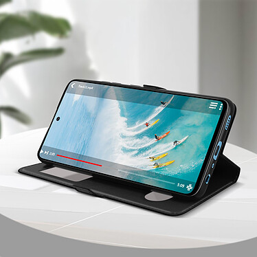 Avizar Housse Samsung Galaxy A72 avec Double Fenêtre Support Vidéo noir pas cher