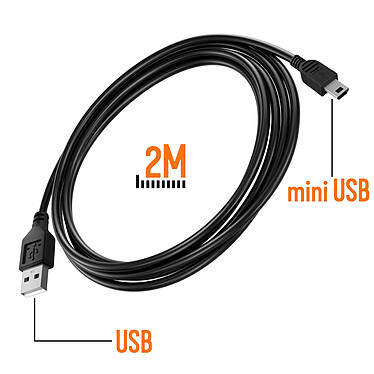 Avis Avizar Câble USB vers Mini USB Charge Transfert Données 2m Noir