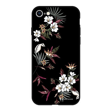 LaCoqueFrançaise Coque iPhone 7/8/ iPhone SE 2020 Silicone Liquide Douce noir Fleurs Sauvages