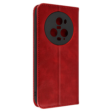 Avizar Étui pour Honor Magic 5 Pro portefeuille et support vidéo motif croisillon  Rouge