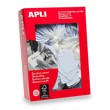 APLI Boite de 500 étiquettes bijouterie à fil 28x43 mm blanc