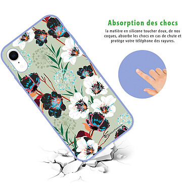 Avis LaCoqueFrançaise Coque iPhone Xr Silicone Liquide Douce lilas Fleurs vert d'eau