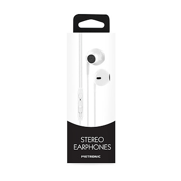 Metronic 480121 - Ecouteurs intra auriculaire avec micro 1,2 m - blanc pas cher