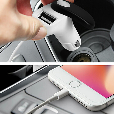 Avizar Support Voiture et Chargeur Allume Cigare Lightning Made For iPhone Intensité 1A  Noir pas cher