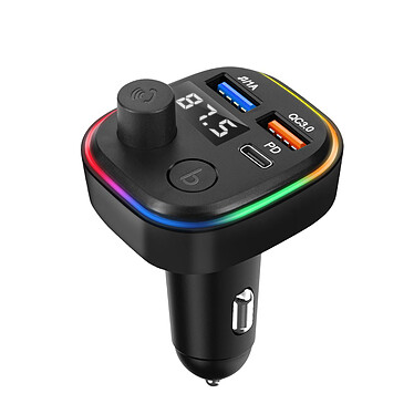 Avizar Transmetteur FM Bluetooth avec Chargeur Voiture USB QC 3.0 et USB-C 18W C2  Noir