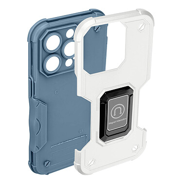 Avizar Coque iPhone 14 Pro Antichoc Hybride avec Anneau Support Magnétique  Blanc