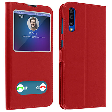 Avizar Housse Samsung Galaxy A50 Protection Double Fenêtre Fonction Stand rouge