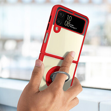Avis Avizar Coque pour Samsung Galaxy Z Flip 3 Bi-matière Bague Métallique Support Vidéo Rouge