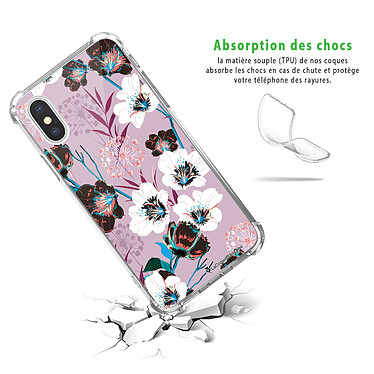 Avis LaCoqueFrançaise Coque iPhone X/Xs anti-choc souple angles renforcés transparente Motif Fleurs parme