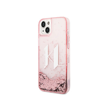 Karl Lagerfeld Coque pour Apple iPhone 14 Plus Glitter KL Paillettes flottantes Rose