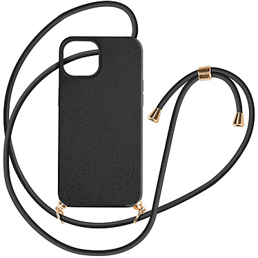Avizar Coque cordon pour iPhone 15 Plus Silicone Recyclable  Noir