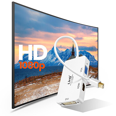Avis LinQ Adaptateur Mini DisplayPort vers VGA / HDMI et DVI, pour Écran et Vidéoprojecteur, Full HD 1080p