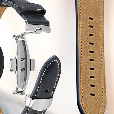 Acheter Avizar Bracelet pour Galaxy Watch 5 / 5 Pro / 4 Cuir véritable Boucle Papillon  gris foncé