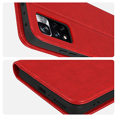 Avizar Housse Xiaomi Redmi Note 11 Pro Plus Clapet Portefeuille Fonction Support Vidéo rouge Chesterfield pas cher