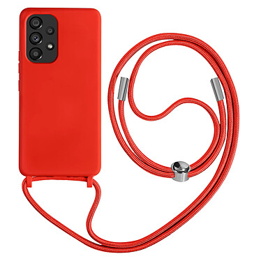 Avizar Coque Cordon pour Samsung Galaxy A53 5G Semi-rigide Lanière Tour du Cou 80cm  Rouge