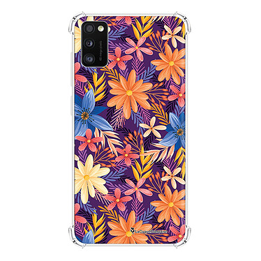 LaCoqueFrançaise Coque Samsung Galaxy A41 anti-choc souple angles renforcés transparente Motif Fleurs violettes et oranges