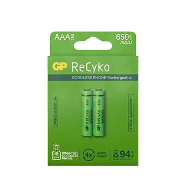 GP Batteries - Pack de 2 piles rechargeable Recyko+ AAA 650mAh