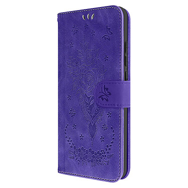Avizar Étui Portefeuille pour Xiaomi Redmi 12C Simili Cuir Motif Papillon Floral Violet