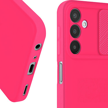 Avizar Coque pour Samsung Galaxy A25 5G Silicone Cache Caméra Coulissant Fuchsia pas cher