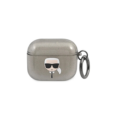 Karl Lagerfeld Coque pour Airpods 3 Glitter Chic en TPU Haute Qualité Noir / Argent