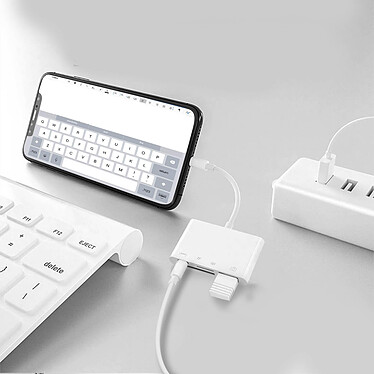 Avizar Lecteur carte iPhone / iPad Lightning vers USB / TF / Micro-SD / Lightning Blanc pas cher