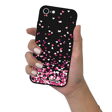 Evetane Coque iPhone 7/8/ iPhone SE 2020 Silicone Liquide Douce noir Confettis De Coeur pas cher