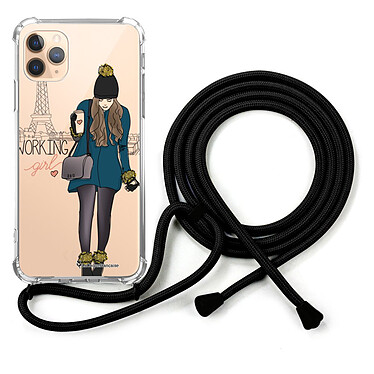 LaCoqueFrançaise Coque cordon iPhone 11 Pro noir Dessin Working girl