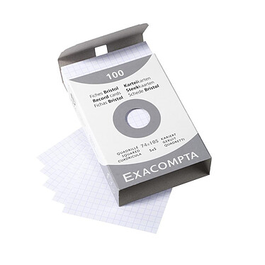 EXACOMPTA Étui de 100 fiches - bristol quadrillé 5x5 non perforé 74x105mm - Blanc x 40 pas cher