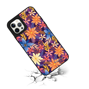 Avis LaCoqueFrançaise Coque iPhone 12/12 Pro miroir Fleurs violettes et oranges Design