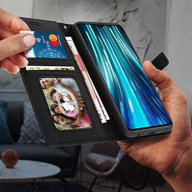 Avizar Housse Xiaomi Redmi Note 8 Pro Étui Folio Porte carte Support Vidéo Noir pas cher