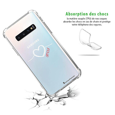 Avis LaCoqueFrançaise Coque Samsung Galaxy S10 anti-choc souple angles renforcés transparente Motif Coeur Blanc Amour