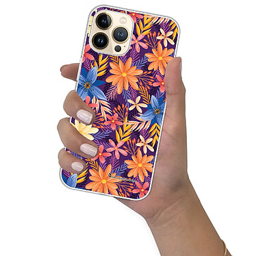 LaCoqueFrançaise Coque iPhone 13 Pro silicone transparente Motif Fleurs violettes et oranges ultra resistant pas cher