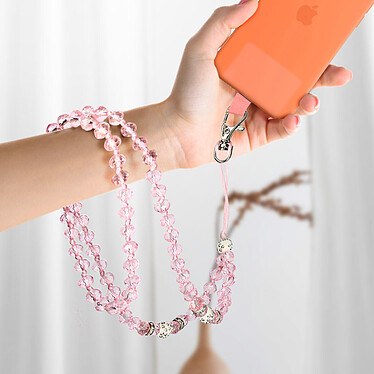 Avis Avizar Cordon pour Smartphone Universel Coque et Étui Pendentif avec perles 74cm  rose