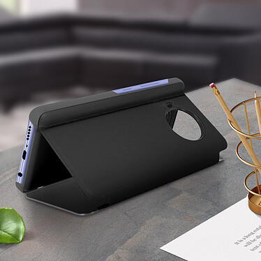 Avis Avizar Housse Xiaomi Mi 10T Lite Clapet translucide Design Miroir Support Vidéo noir