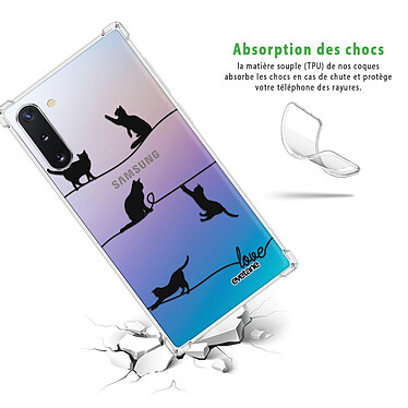 Avis Evetane Coque Samsung Galaxy Note 10 anti-choc souple angles renforcés transparente Motif Chat Lignes